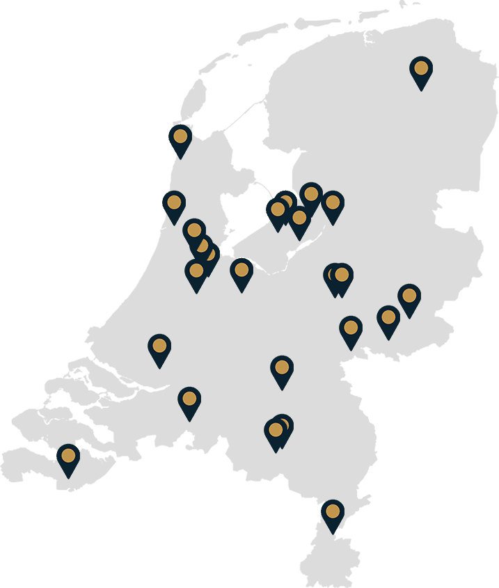 Kaart van de vestigingen van VDF